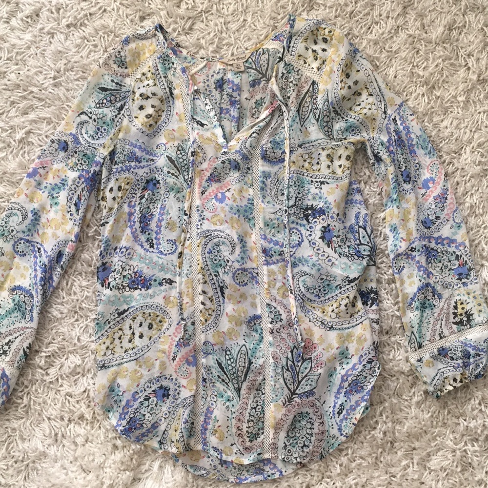 XS Lucky Brand Boho Paisley Shirt